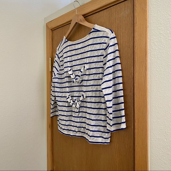 LUCKY BRAND • Semi Sheer Lace Look Striped Top - Size L - Picture 14 of 16